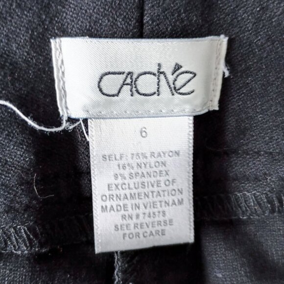 Cache Black Ponte Skinny Stretch Pants - Side & Ankle Zipper Size 6 - Picture 7 of 9